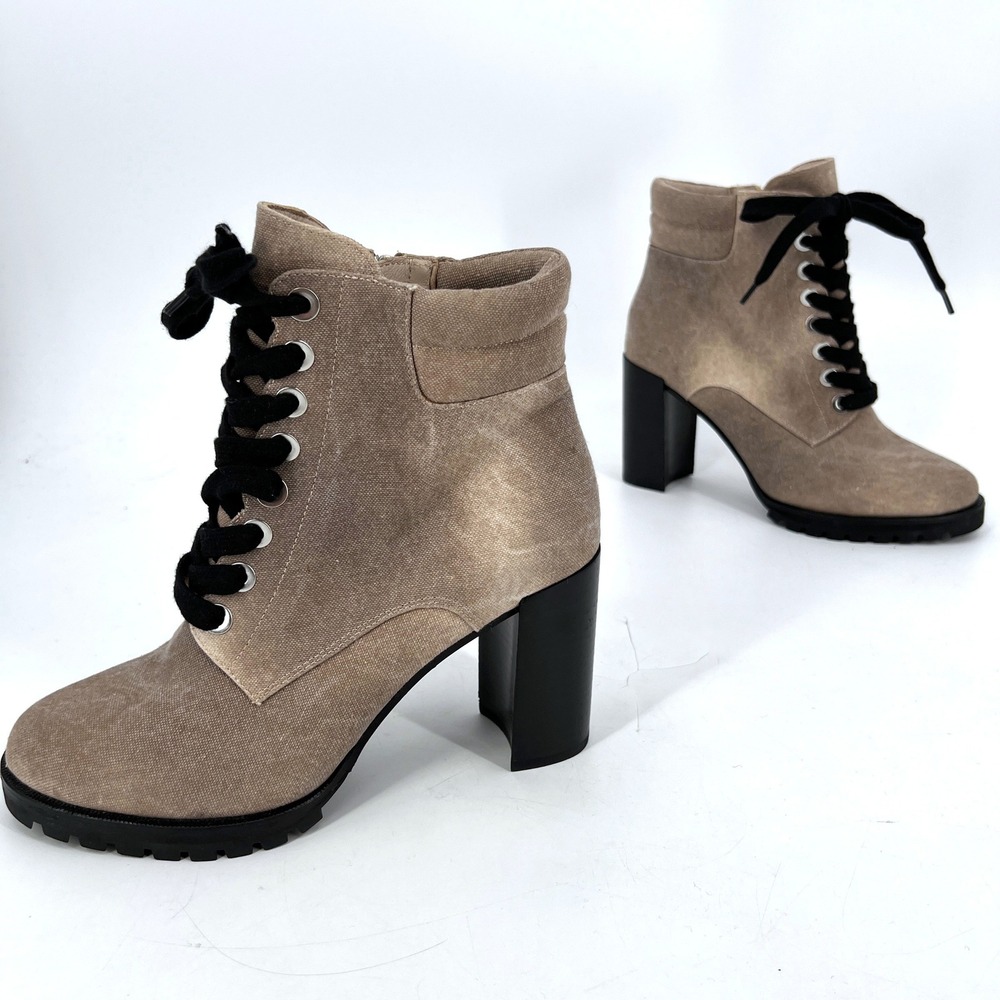 Paige Nicole Taupe Tie Dye‎ Canvas Lace Up Bootie Size 8.5 Anthropologie